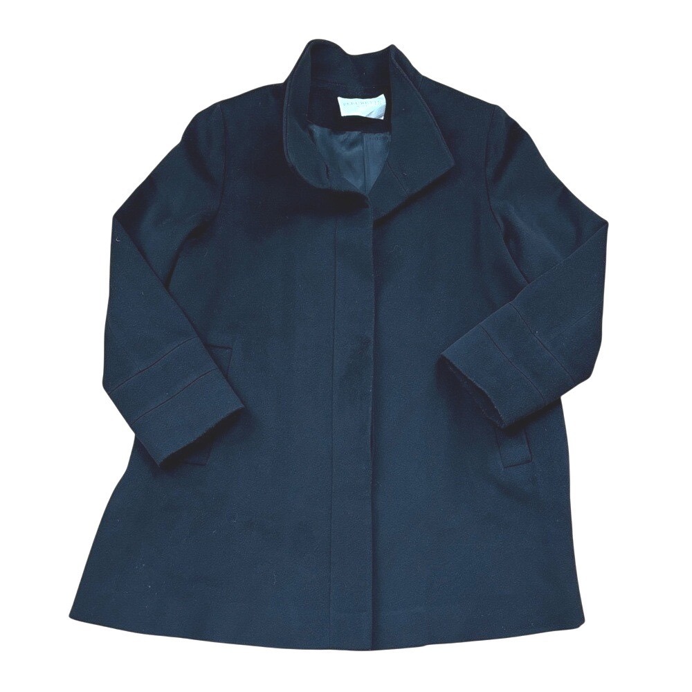 Fleurette Loro Piana‎ Wool Coat Black Car Coat Made in USA Women's size 14